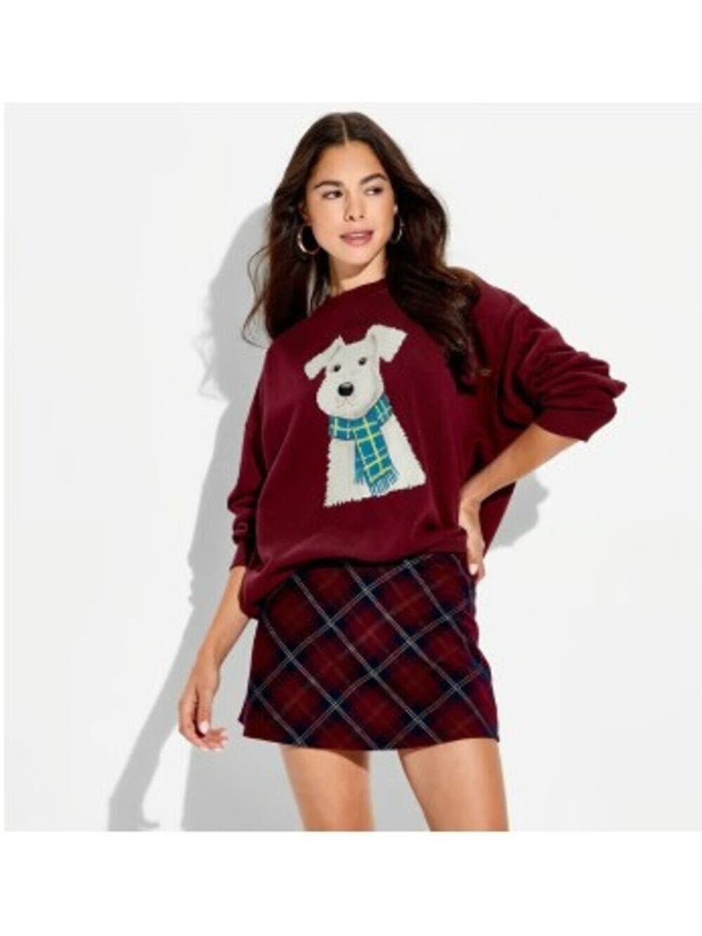 Women's zoe + liv Burgundy Dog Sweatshirt Size L